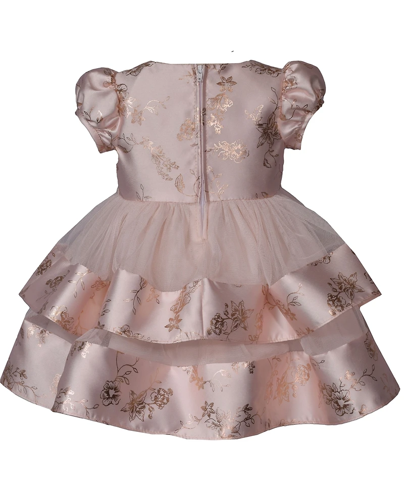 Bonnie Baby Girls Foiled Floral Tiered Party Dress