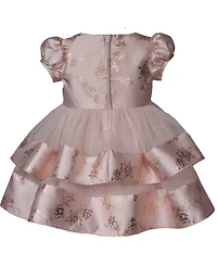 Bonnie Baby Girls Foiled Floral Tiered Party Dress