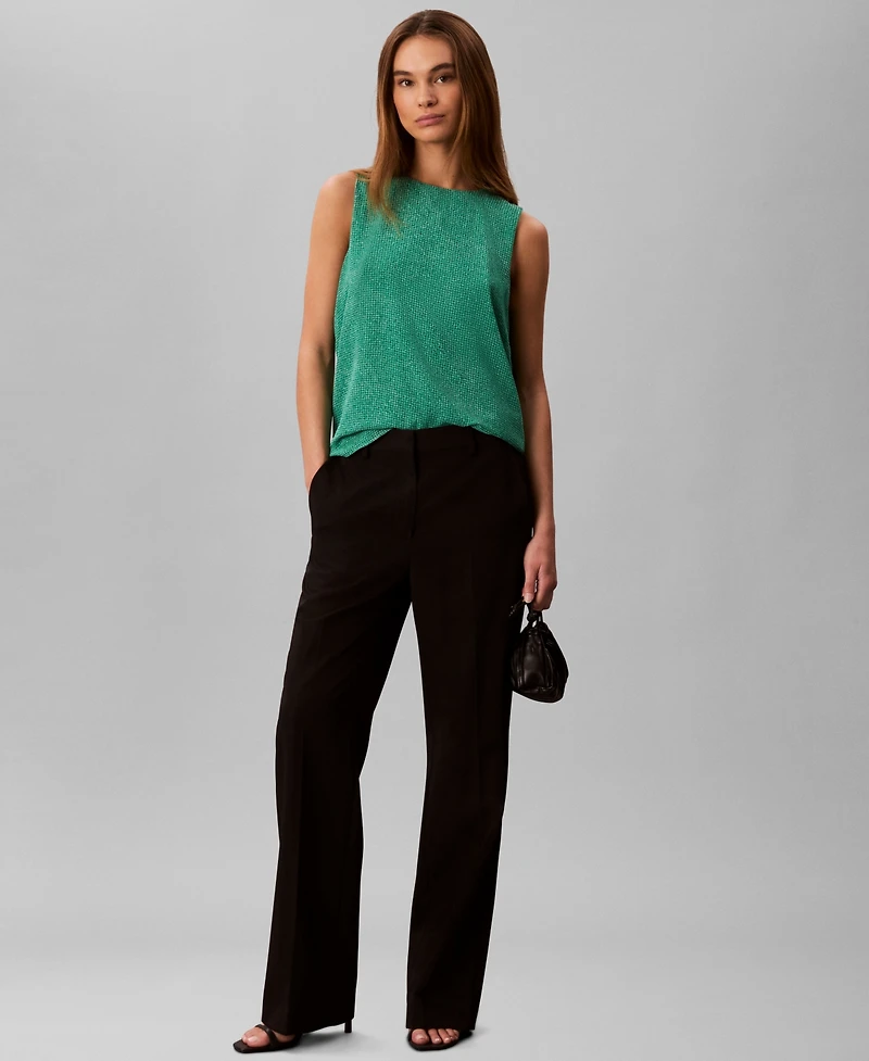 Calvin Klein Women's Printed Chiffon Sleeveless Top