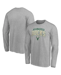 Fanatics Men's Heather Gray Milwaukee Bucks Team State Pride Long Sleeve T-Shirt