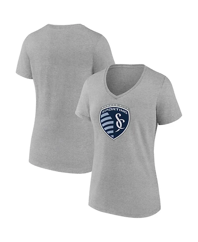 Fanatics Women's Steel Sporting Kansas City Logo V-Neck T-Shirt