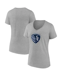 Fanatics Women's Steel Sporting Kansas City Logo V-Neck T-Shirt