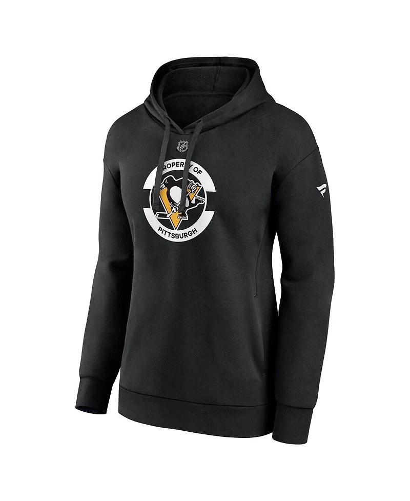 Fanatics Women's Black Pittsburgh Penguins Authentic Pro Core Secondary Fleece Pullover Hoodie