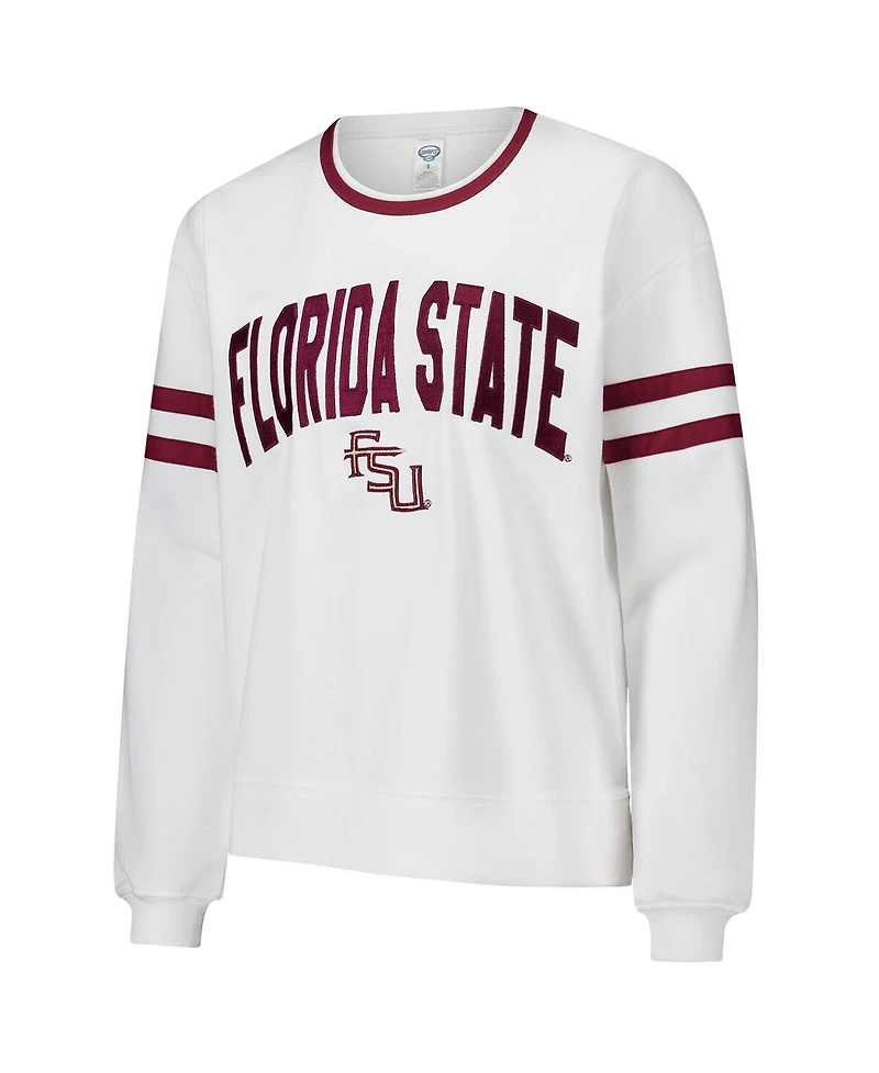 Concepts Sport Women's White Florida State Seminoles Borough French Terry Arch Over Long Sleeve Top