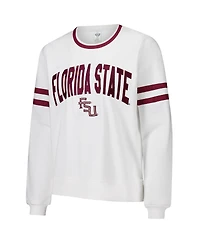 Concepts Sport Women's White Florida State Seminoles Borough French Terry Arch Over Long Sleeve Top