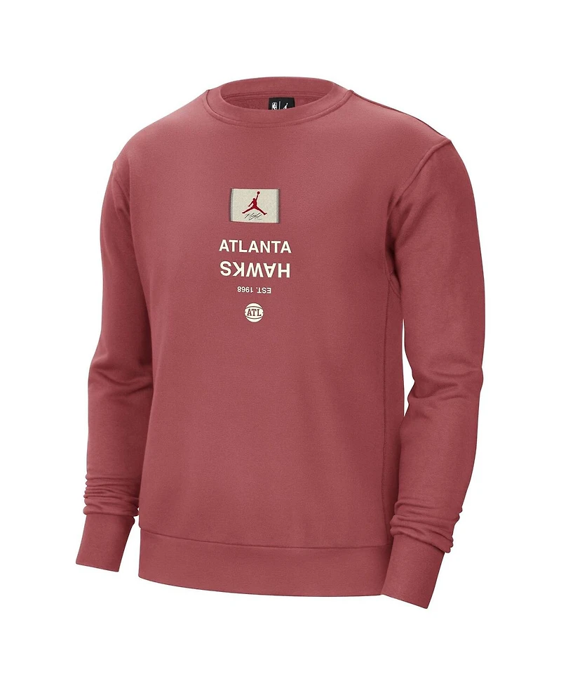 Jordan Men's Red Atlanta Hawks Courtside Statement Edition Heavyweight Pullover Sweatshirt