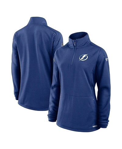 Fanatics Women's Blue Tampa Bay Lightning Authentic Pro Rink Lightweight Quarter-Zip Pullover Top