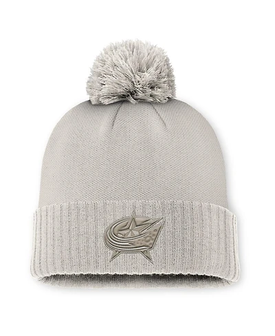 Fanatics Men's Gray Columbus Blue Jackets Road 7 Cuffed with Pom Knit Hat