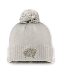 Fanatics Men's Gray Columbus Blue Jackets Road 7 Cuffed with Pom Knit Hat
