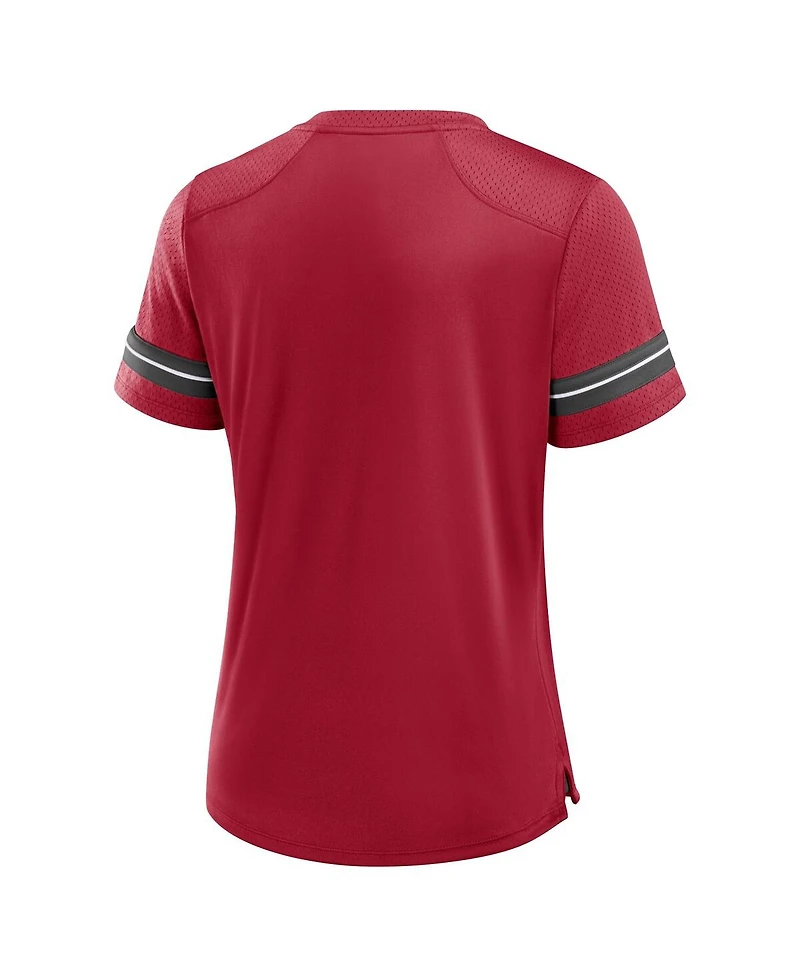 Fanatics Tampa Bay Buccaneers Women's Red Athena Lace-Up V-Neck Fashion Top