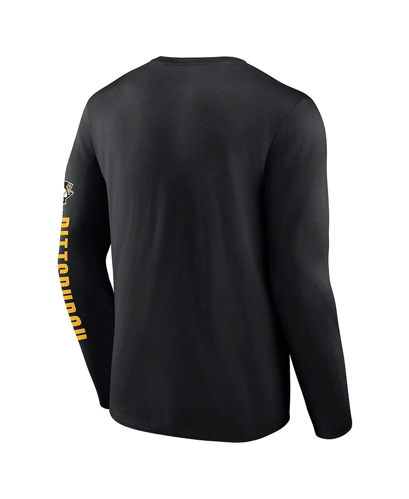 Fanatics Men's Black Pittsburgh Penguins Headline Long Sleeve T-Shirt