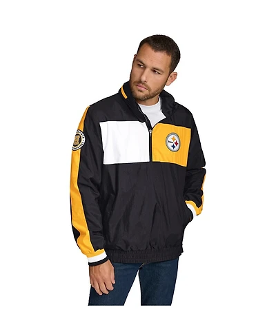 Tommy Hilfiger Men's Black Pittsburgh Steelers Gael Lightweight Half-Zip Hoodie