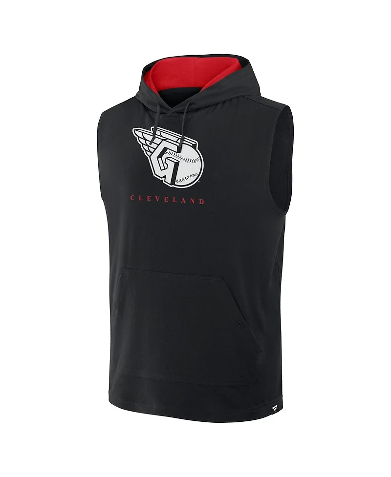Fanatics Men's Black Cleveland Guardians Fire Speed Sleeveless Pullover Hoodie