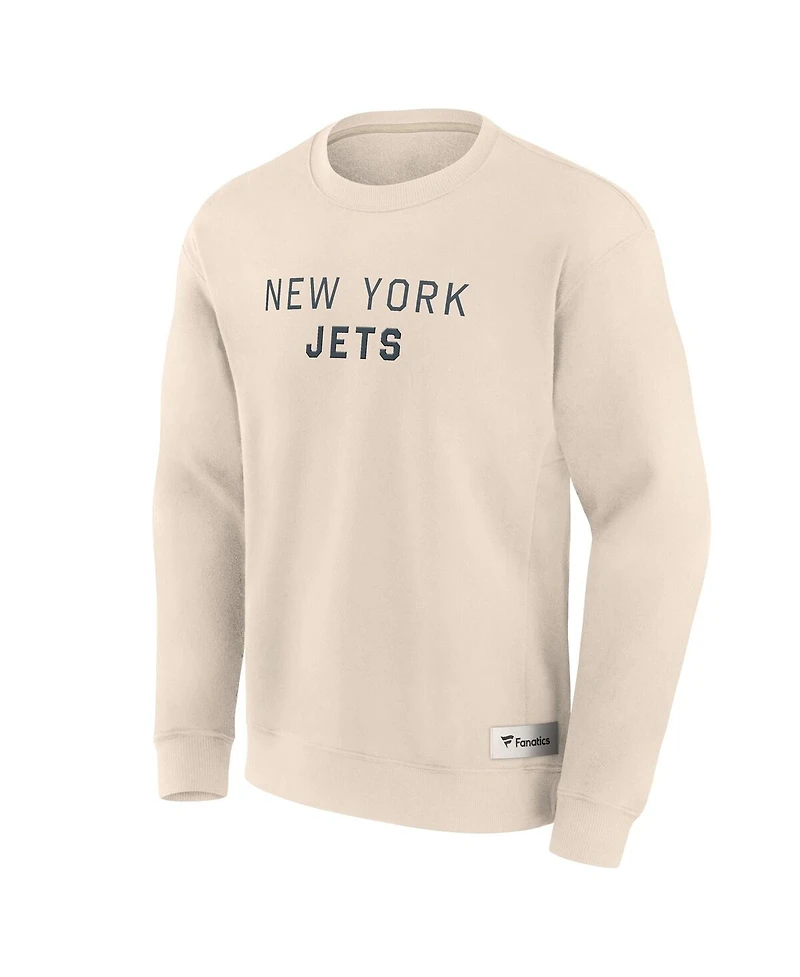 Fanatics Men's Cream New York Jets Elements Future Ground Lettering Pullover Sweatshirt