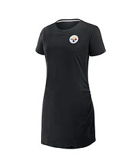 Fanatics Women's Black Pittsburgh Steelers Ruched Drape T-Shirt Dress