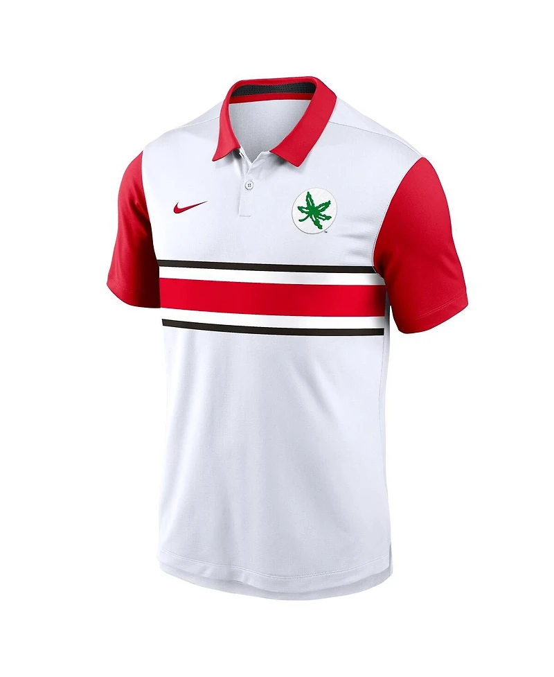 Nike Men's White/Scarlet Ohio State Buckeyes Athletic Prep Alt Logo Vapor Performance Polo Shirt