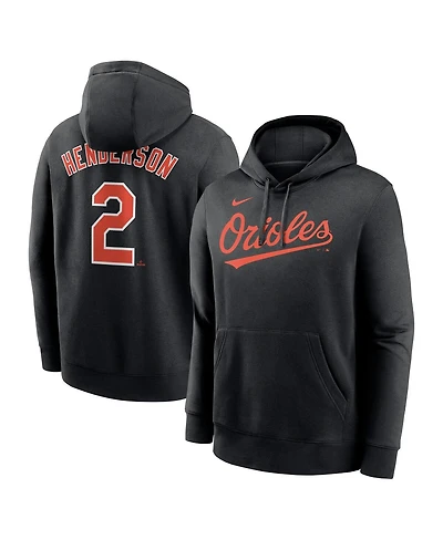 Nike Men's Gunnar Henderson Black Baltimore Orioles Player Name Number Club Fleece Pullover Hoodie