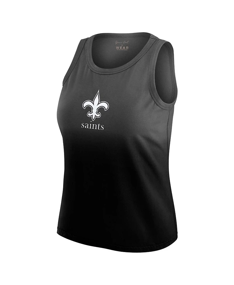 Wear by Erin Andrews Women's Black New Orleans Saints Ombre Tank Top