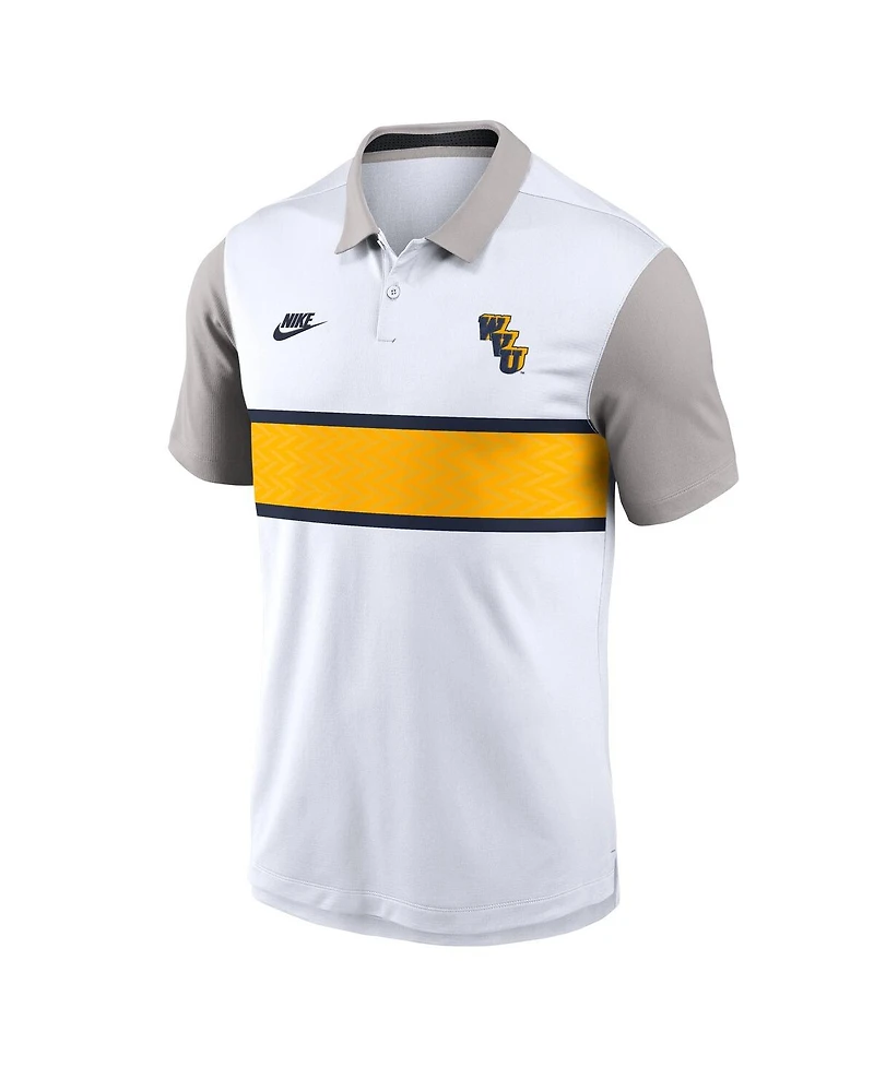 Nike Men's White/Gray West Virginia Mountaineers Athletic Prep Legacy Logo Vapor Performance Polo Shirt