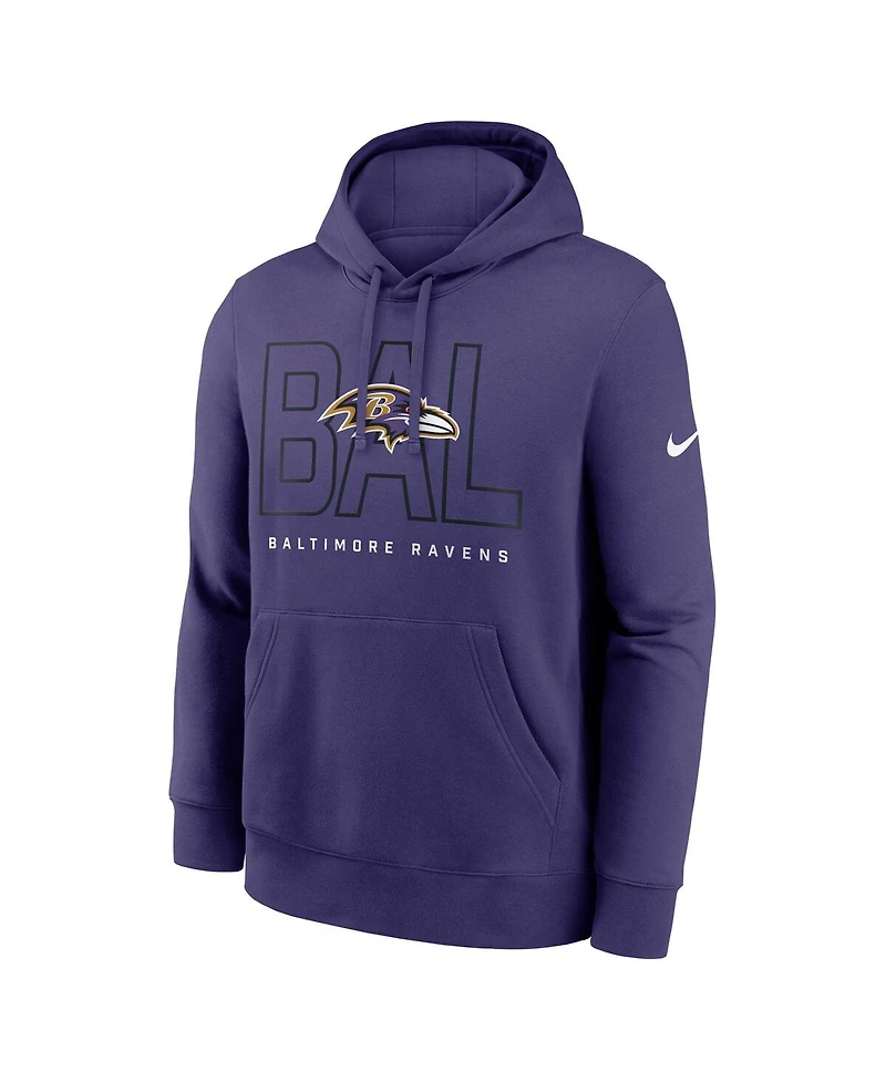 Nike Men's Purple Baltimore Ravens Busted Play Club Fleece Pullover Hoodie