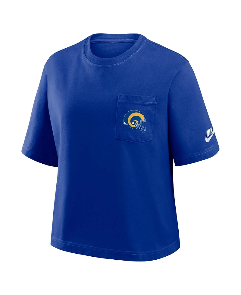 Nike Women's Royal Los Angeles Rams Rewind Pocket Boxy T-Shirt