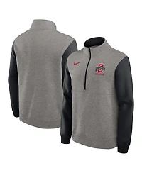 Nike Men's Heather Gray/Black Ohio State Buckeyes Club Fleece Half-Zip Pullover Sweatshirt