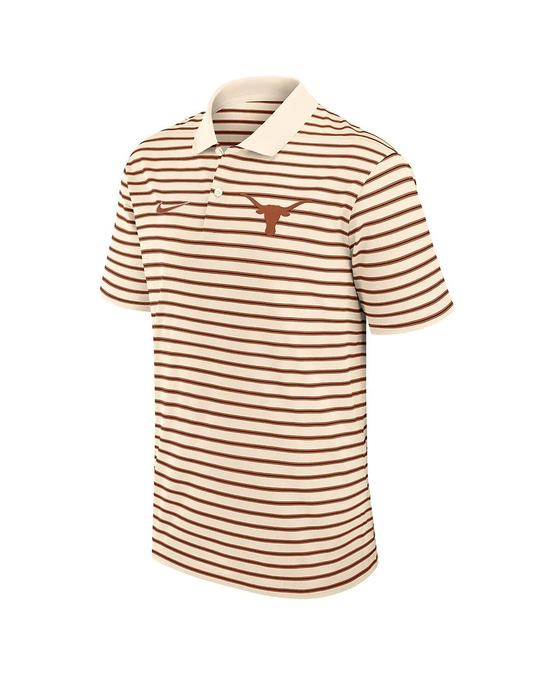 Nike Men's Cream Texas Longhorns Solid Foundation Striped Performance Polo Shirt