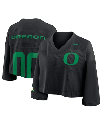 Nike Women's Black Oregon Ducks Cropped Mesh Fashion Jersey