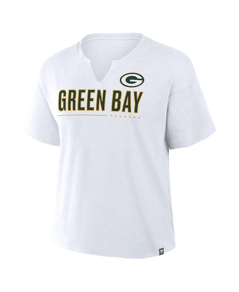 Fanatics Women's White Green Bay Packers Redzone Slub Boxy T-Shirt