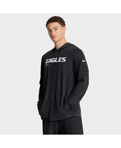Nike Men's Black Philadelphia Eagles Sideline Pure Fury Performance Long Sleeve Hoodie T-Shirt