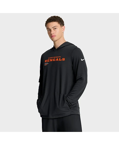 Nike Men's Black Cincinnati Bengals Sideline Pure Fury Performance Long Sleeve Hoodie T-Shirt