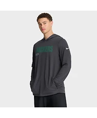 Nike Men's Anthracite Green Bay Packers Sideline Pure Fury Performance Long Sleeve Hoodie T-Shirt