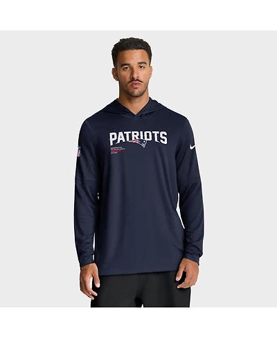 Nike Men's Navy New England Patriots Sideline Pure Fury Performance Long Sleeve Hoodie T-Shirt