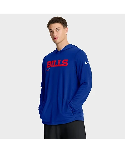 Nike Men's Royal Buffalo Bills Sideline Pure Fury Performance Long Sleeve Hoodie T-Shirt