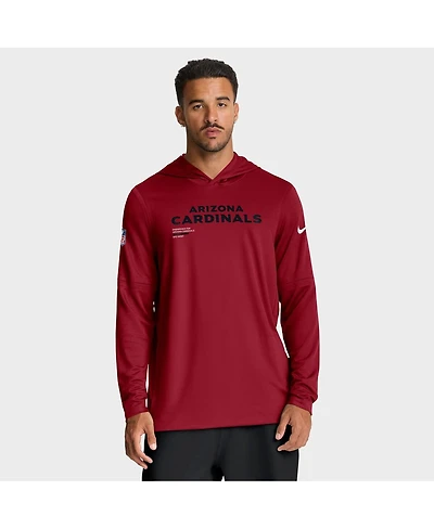 Nike Men's Cardinal Arizona Cardinals Sideline Pure Fury Performance Long Sleeve Hoodie T-Shirt
