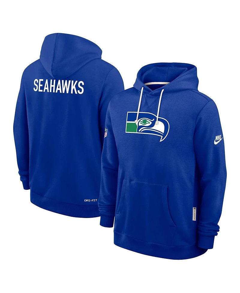 Nike Men's Royal Seattle Seahawks Sideline Offensive Set Play Performance Pullover Hoodie