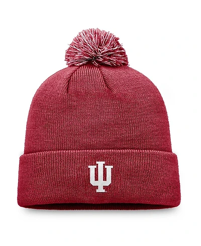 Top of the World Men's Crimson Indiana Hoosiers Team Logo Cuffed with Pom Knit Hat