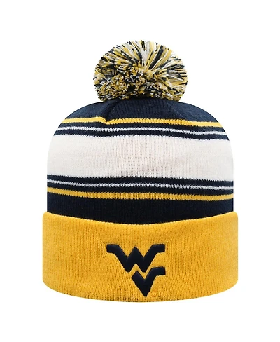 Top of the World Men's Navy West Virginia Mountaineers Ambient Cuffed with Pom Knit Hat