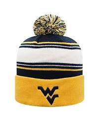 Top of the World Men's Navy West Virginia Mountaineers Ambient Cuffed with Pom Knit Hat