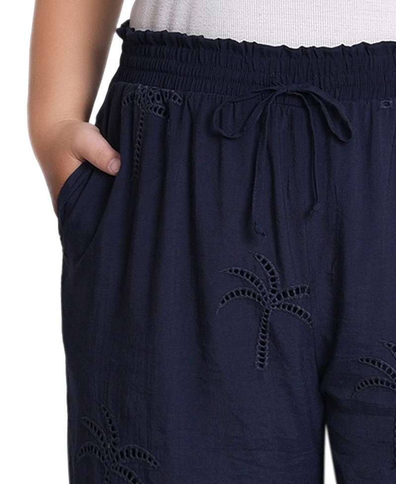 Ny Collection Plus Pull On Pants with Embroidery