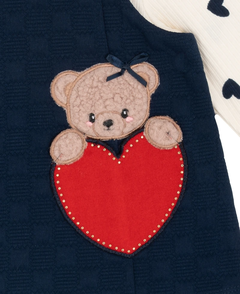 Rare Editions Baby Girls 2-Piece Heart Pocket Jumper Bodysuit Set