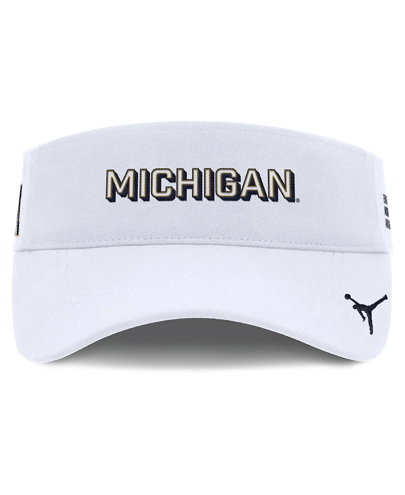 Jordan Men's White Michigan Wolverines 2025 On-Field Gameday Performance Ace Adjustable Visor Hat