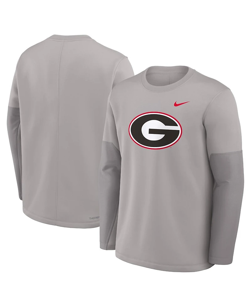 Nike Men's Gray Georgia Bulldogs 2025 Sideline Coach Performance Long Sleeve T-Shirt