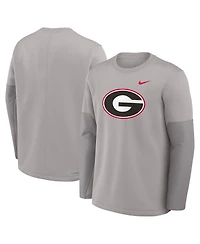 Nike Men's Gray Georgia Bulldogs 2025 Sideline Coach Performance Long Sleeve T-Shirt