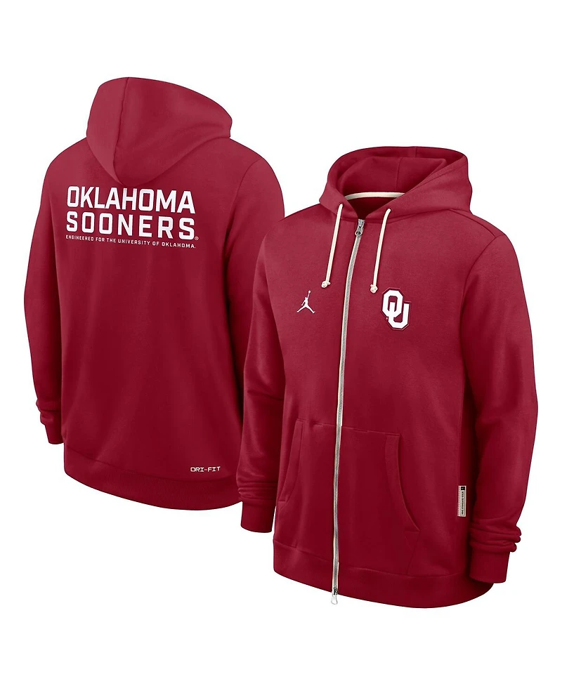 Jordan Men's Crimson Oklahoma Sooners 2025 Sideline Performance Full-Zip Hoodie