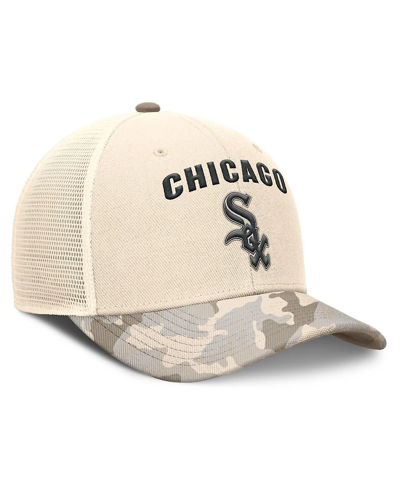 Nike Men's Natural Chicago White Sox Camo Natural Pack Rise Adjustable Trucker Hat