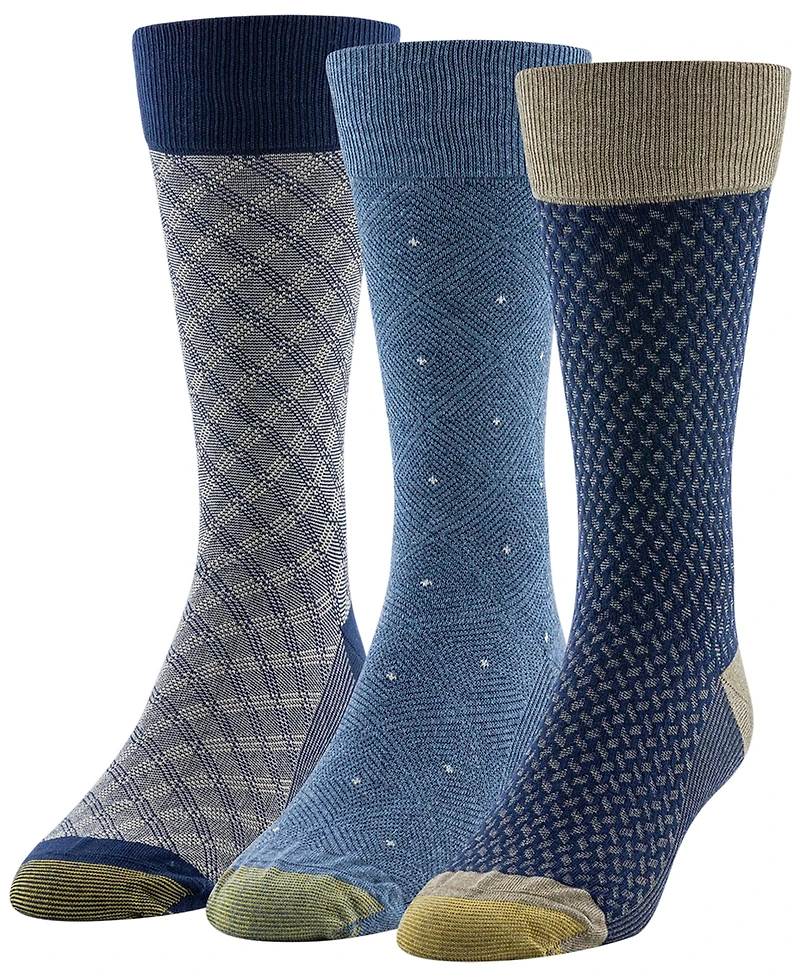 Gold Toe Men's 3-Pack Niles Dress Reinforced Toe Crew Socks