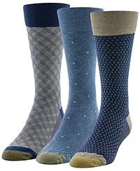 Gold Toe Men's 3-Pack Niles Dress Reinforced Toe Crew Socks