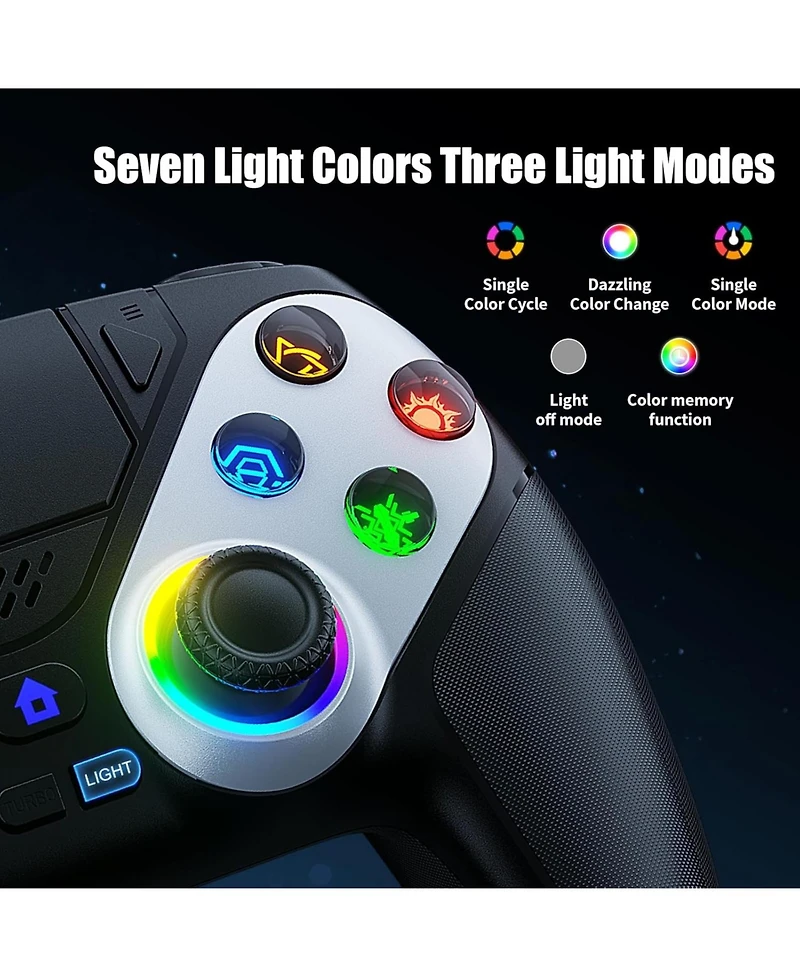 Nbcp Led Wireless Controller for PS5, Compatible with PS5 Pro/Slim/Pc, Dual Vibration, Turbo, 6-Axis Motion, 3.5mm Audio Jack, Speaker & Customizable