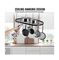 Slickblue Pot and Pan Wall Rack with 12 Hooks, Heavy-Duty Mount for Kitchen Organization
